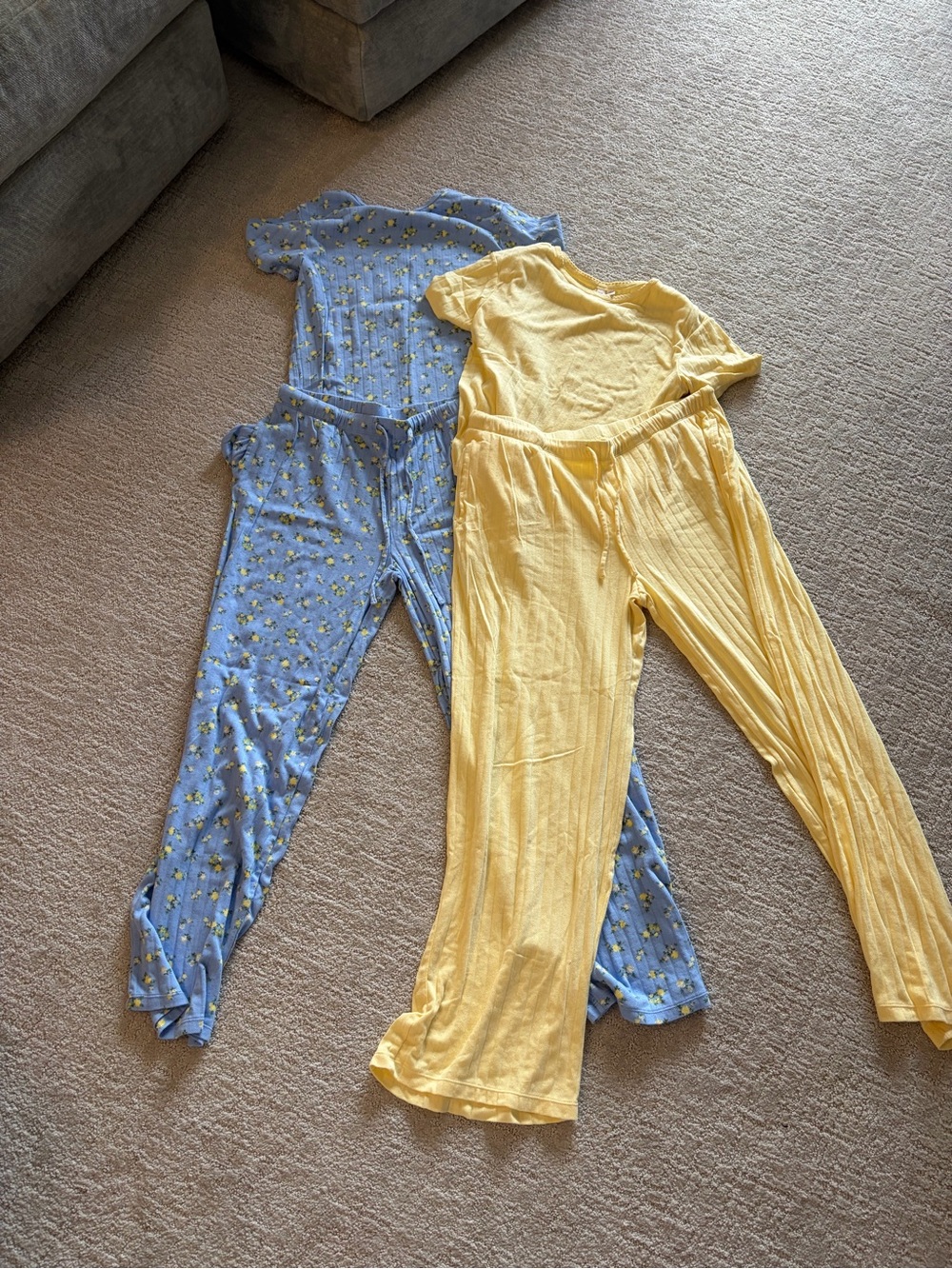 Two-Piece Lounge Sets — Yellow & Light Blue Floral